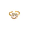 Anillo de Camelia con Perla de Agua Dulce Natural, Fresco y Dulce, Anillo Abierto de Moda de Alta Gama, Anillo Ajustable Romántico y Suave