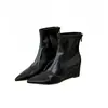 Botas de Moda de Tacón de Plataforma de Una Sola Pieza Ricas y Nobles Punta Fina Tacón Alto Cierre Trasero Botines Cortos Ajustados Nuevos Botines Cortos Retro Otoño e Invierno