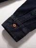 Camisa de Mezclilla Gruesa Indigo de Manga Larga Estilo Granero Retro Americano con Bolsillos, Chaqueta Camisa de Trabajo Pesado Vintage Tendencia