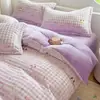 Conjunto de quatro peças em veludo bolha de alta gramatura com estampa, conjunto de três peças em veludo bolha de desenho animado fresco e fofo, roupa de cama Nantong