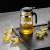 Taza Elegante Vidrio Espeso Resistente a Altas Temperaturas Juego de Té Casero Infusor de Té Separación de Té y Agua Preparación de Té con un Botón
