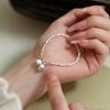 Pulseira de Prata Esterlina S925 Shell Prateado Vidas Felizes Duplas Vagem de Lótus Prata Quebrada para Mulheres, Lótus da Boa Sorte, Estudante, Melhor Amigo, Pulseira de Luxo Leve de Nicho
