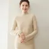 Suéter de Cachemir para Mujer 2025 Invierno Nuevo Estilo Patrón Texturizado de una Línea Cuello Alto Medio Suéter de Punto 100% Cachemir