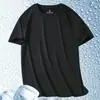 Camiseta de Malla Fina de Manga Corta para Hombre Seda de Hielo Secado Rápido Manga Media Sensación Fresca Camiseta Deportiva Elástica Corta Ropa para Hombre