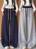 Pantalones Deportivos Talla Grande 300 Jin para Mujer Otoño Invierno Con Felpa Gruesa Cómodos Simples Sueltos Caída Pantalones de Pierna Ancha para Caminar