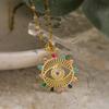 Colar com pingente de sol em zircônia banhado a cobre e ouro Aogu feminino INS nicho oco olho de demônio corrente para clavícula