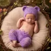Novedades transfronterizas tejido a mano de mohair ropa con forma de oso para fotografía infantil prendas de punto para fotos de bebé