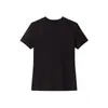 Estructura Simple Minimalista Estilo ROW Camiseta de Manga Corta Cuello Redondo Pequeño de Lana Tencel Inteligencia Alta Estándar para Viajes al Trabajo Hombro Recto Ajuste Delgado Top