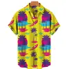 Nova Camisa Havaiana de Verão Mais Vendida para Homens, Estampa Digital 3D, Manga Curta, Lapela, Top Casual