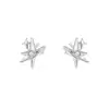 Brincos Estilo Coreano Sexy Estrela de Quatro Pontas Zircônia Feminino Prata Esterlina S999 Versátil Luxo Leve Brincos de Estrela de Prata