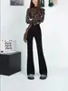 Pantalones Acampanados de Tiro Alto Pequeños Estilo Nuevo 2024 para Mujer, Micro La Jeans Negros, Ropa de Verano para Mujer, para Primavera y Verano