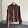 2026 nuevo estilo chaqueta deportiva y de ocio de imitación de dos piezas abrigo corto sudadera con capucha de cremallera cárdigan corto venta al por mayor H03BW082