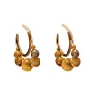 Pendientes Redondos Geométricos con Cuentas de Piedra Ojo de Tigre y Aguja de Plata Estilo Retro Francés de Nicho de Gama Alta Pendientes de Moda Maillard para Mujer