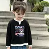 Camiseta elegante de manga larga para niña, nuevo modelo de primavera y otoño, con textura de gofre, efecto de dos piezas, top básico versátil y moderno para niños mayores