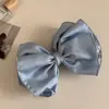 Presilha de Cabelo com Laço de Cetim Estilo Coreano com Toque de Luxo, Grampo Exquisito para Cabelo Semi-Preso, Presilha Reta para Rabo de Cavalo Alto, Acessório de Cabelo com Presilha de Mola