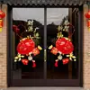 2027 Faroles Rojos La Riqueza Llega Abundantemente Decoraciones para Ventanas Feliz Año Nuevo Festival de Primavera Decoración de Tienda Centro Comercial Pegatinas Estáticas para Vidrio