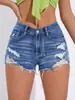 Exclusivo Transfronterizo de Verano 2026 para Amazon Europeo y Americano: Shorts de Mezclilla Lavados con Diseño Desgastado de Alta Elasticidad para Mujer