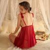 Lencería sexy, pijama sexy, falda de encaje transparente con tirantes para mujer, camisón fino de seda helada, ropa de casa, archivo abierto, no es necesario quitárselo.