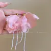 Pendientes con Colgante de Flor de Tela Aguja de Plata Estilo Vacaciones de Verano en la Costa Pendientes Estilo Bosque Pendientes Frescos y Dulces para Mujer Venta al por Mayor