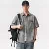 Ropa de Hombre Fengshe / Camisa de Manga Corta para Hombre, Estilo Delgado de Verano 2026 Nueva Camisa Casual Holgada Tie-Dye