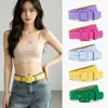 Cinturón Cuadrado de Hebilla Color Caramelo para Mujer, Simple y Versátil, Cinturón de Cintura para Jeans Estilo Ins, Cinturón para Vestido, En Stock Venta Directa