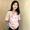 Conjunto de otoño para niña, camiseta de manga larga patchwork, nuevo estilo primavera y otoño 2026, top interior para niñas de talla mediana y grande