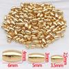 Chapado en Oro Blanco de Oro Real de 18 Quilates Color Plata Blanca Conservación del Color Lisas Agujero Grande Cuentas de Arroz Cuentas Espaciadoras Colgante Colgante Accesorios para Joyería DIY