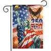 Bandeira de Jardim Cruzada para o Novo Dia da Independência, Bandeira com Listras e Águia Americana, Decoração Externa, Bandeira de Jardim Dupla Face em Linho