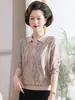 Camiseta base de manga larga de otoño para madre, camiseta fina estampada para mujeres de mediana edad y mayores, top con cuello de primavera y otoño para abuela