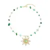 Collar de Ágata Cristalina Amazon Colgante de Girasol de Piedra Preciosa Europea y Americana Creativo Versátil de Lujo Ligero Clavícula para Mujer