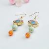 Aretes de Jade Natural Birmano Grado A de Guan Yu con Ganchos Esmaltados Ruyi Venta al por Mayor y Dropshipping S3120905