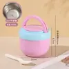 Acero Inoxidable 304 Tazón de Sopa Oficinista Hogar Estudiante Niños Lonchera Vajilla Cuchara Lonchera Térmica Taza de Desayuno