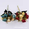 Camelia de Flores Artificiales de Seda Otoñal 5 Horquillas 10 Brotes de Té Perla Ramo de Rosas de Té Pequeñas Decoración del Hogar Boda Flores de Simulación