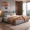 2026 Sencilla Nueva Multifuncional Almacenamiento Piel Cama Moderna Doble Cama de Boda Luz Lujo Dormitorio Principal Celebridad de Internet ins Cajón