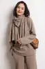 Bufanda de Moda de Punto Suave y Cálida para Otoño e Invierno, Nueva, Protección del Cuello, Cachemir para Mujer, Color Sólido, Hueca, Engrosada