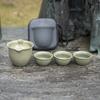 Año del Dragón Cerámica Horno Ru Juego de Té de Viaje Regalo de Empresa Bolsa Portátil Cafetera de Té para Exteriores Taza Rápida Taza para Beber Té