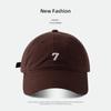 Gorra con Visera Bordada con Letra 7 de Ala Ancha y Copa Profunda Ajustable Beige Gorra de Béisbol Estilo K Simple Sombrero de Primavera y Otoño para Mujer