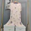 Novo Pijama de Algodão e Seda 2025 para Mulheres, Verão Fino Tamanho Grande, Vestido Longo de Algodão Artificial de Manga Curta para Usar por Cima