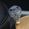 Pulseira masculina punk fashion Qiyu transfronteiriça europeia e americana dominadora retrô com anel esculpido em liga de prata safira