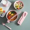 Juego de cuchara tenedor tazón palillos de trigo japonés para el hogar niños tazón para fideos instantáneos dormitorio estudiantil fideos instantáneos con tapa Juego de tazón taza