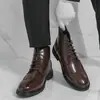 Botas Martin de Cano Alto Brogue Esculpido Tamanho Grande 46 para Homens, Botas Chelsea com Cadarço Moda Retrô Britânica