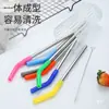 Pajita de Acero Inoxidable 304 con Funda de Silicona Adecuada para Pajitas de 8 mm Funda de Boca de Pajita de Colores Set de Pajitas con Cabeza de Silicona