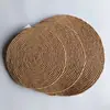 Tapete redondo de corda de couro trançada resistente ao calor, jogo americano de mesa para restaurante, porta-copos criativo para casa, tapete de prato espessado anti-queimadura