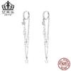 Pendientes largos con borlas de luna y estrella, superventas en Amazon, de plata de ley S925, sencillos y elegantes, de la línea Tremella, outlet de fábrica.
