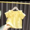 Blusa Respirável Super Macia para Bebê Menina Verão Infantil Novo Estilo Menina Fresca Camisa Boneca Popular na Internet Estilo Estrangeiro