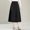 Falda Sencilla de Color Sólido Línea A Media Falda Mujer 2026 Otoño Invierno Nueva Cintura Alta Adelgazante Falda Botón Elegante Suelta Falda Paraguas