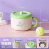 Vendas diretas da fábrica: Tigelas de aço inoxidável para macarrão instantâneo com tampas, adequadas para uso doméstico, para escorrer e misturar macarrão, e para dormitórios estudantis; design fofo, inspirado na dopamina