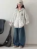 Jaqueta com capuz para meninas, estilo primavera e outono, estampa completa de urso, jaqueta moletom de corte solto, blusa casual com zíper para crianças maiores, roupa de outono