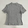 Camiseta Básica Elegante, Leve e Sofisticada de Gola Alta Curta em Cor Pura para Mulheres, Top Camiseta Elástico de Estilo Casual para Mulheres no Outono e Inverno
