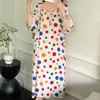 Bata de noche Laiqufeng anti-granos talla extra algodón seda, vestido morado para mujer, vestido largo casual de verano, adelgazante para mujeres de talla grande